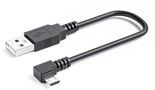Câble de charge micro USB 2.0 mâle vers haut, gauche et bas et droit - Câble adaptateur à 90 degrés pour source d'alimentation portable Micro USB