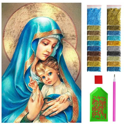 ARTULIO Diamond Painting Set - Madonna mit kleinem Kind - 40x60 cm - Groß XXL - 5D Diamant Painting Bilder DIY, Diamond Painting Erwachsene