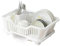 Qualiware Dish Drainer-Space-Saving Dish Drying Rack for Kitchen Counter, Durable PP Plastic Kitchen Drying Rack with a Cutlery Holder, Drip Tray, Drying Rack for Dishes, Knives and Forks (White)