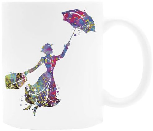 Udaytee Il Volo Artistico Di Mary Poppins Bicchiere Per Bevande In Tazza In Ceramica Bianca
