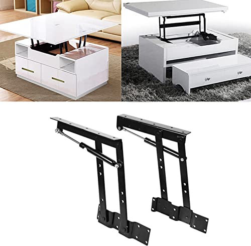 Lift Up Coffee Table Hinge, 2 Pieces Lift Up Table Hardware Adjustable Mechanism Bracket, Black