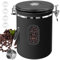 LYCN 2.8L Coffee Canister, Stainless Steel Coffee Storage Container, Airtight Sealed Coffee Jar with Measuring Scoop for Food Beans Tea Flour Cereal Sugar (Black)