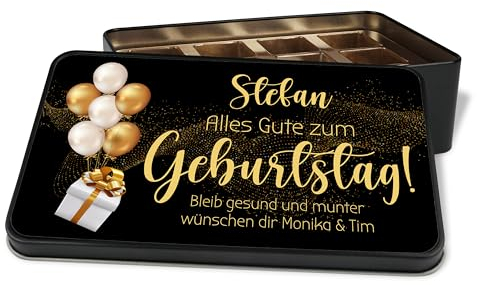 True Statements Metalldose personalisiert „Alles Gute zum Geburtstag“ – Dose zum Selbstbefüllen mit Pralinen oder Keksen – Geschenk für Familie, Kollegen, Freunde (Ohne Inhalt)