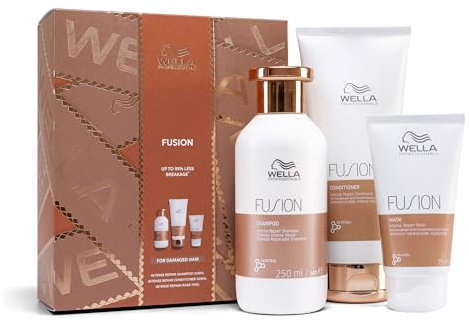 Wella Professionals Fusion Gift Set - Includes Shampoo, Conditioner and Hair Mask - Protection against Breakage & Damage, Deep Repair - Perfect for Christmas