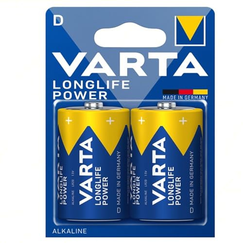 Varta D LR20 Longlife Power Alcaline Lot de 2 piles pour appareils à haute consommation | pour jouets, lampes de poche LED et appareils électroniques