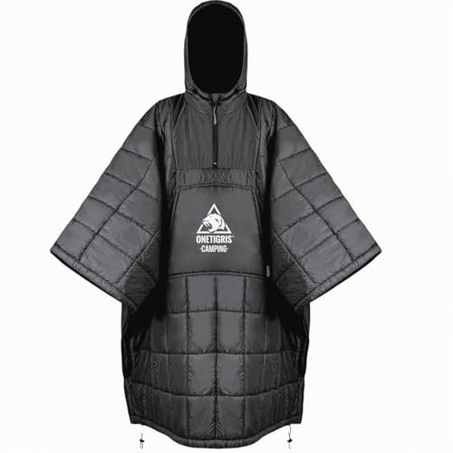 OneTigris Camping Blanket with with Recycled Thermal Insulation,Wearable Hoodie Blanket | Ultralight Water-Resistant Warm Camping Blanket for Outdoor, Hiking, Stadium