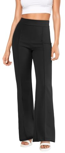 Zhiaek Schlaghose Damen Locker Hohe Taille Bootcut Stretch Hose Elegant Flared Leggings Damen Dehnbar Freizeit Jazzpants Schwarz M