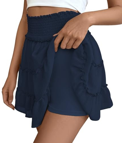 Adigaber Donna Mini Gonna Vita Alta Tinta Unita con Pantaloncini | Corto，Tulle，Rivestimento di Sicurezza，Rete，Vita Elasticizzata，Balza，Stampato，Contenimento Ventre，Traspirante，Festa，Vacanze