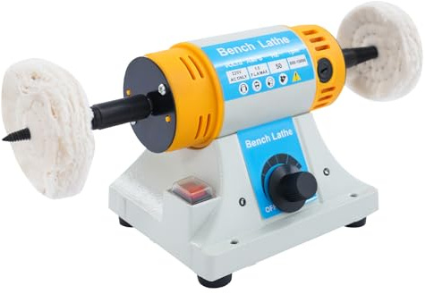 Mini Bench Polisher Machine 320W 800-10000rpm Adjustable Speed Multi-Function Bench Lather Grinder Polisher Buffing Motor Used for Jewelry Making Woodcrafting Dental Manual DIY