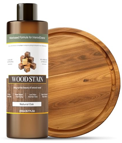 Wood Stain - Stain for Wood - Natural Stain for Furniture - Water Based | Fast Drying, Low Odor - Outdoor & Indoor Paint for Paneling, Cabinets and More - 6.7oz (Natural Oak)
