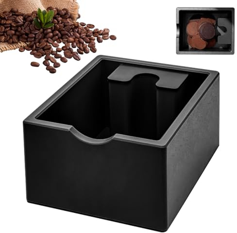 Abklopfbehälter für Siebträger - Abschlagbehälter für Siebträger, Espresso Knock Box für Kaffeesatz, ABS Kaffee Klopfbox Barista Zubehör, Kaffeesatz Abschlagbehälter für Kaffee Zubehör (Schwarz)