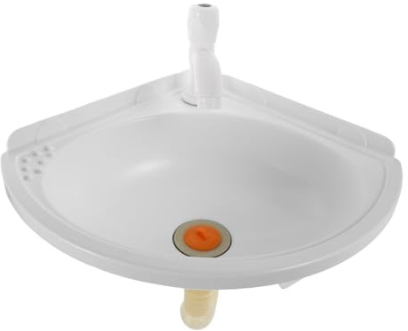 GLEAVI Lavandino da Bagno angolare da Parete, lavabo da appoggio Triangolare in plastica Bianca con Rubinetto, lavabo salvaspazio per Piccoli bagni e balconi