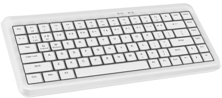 PUSOKEI 75% Kabellose Tastatur, Kompakte 84 Tasten Tastatur mit Ziffernblock, Geräuschlose Scherenschaltertasten, Multimedia Tastenkombinationen, Automatischer Ruhezustand, 2,4 G USB (White)