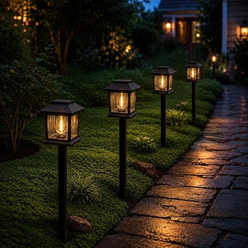 Beuaati Solarlampen für Außen Garten, 4 Stück Solarleuchten Garten Warmweiß | 3000K,IP44 Wasserdicht,Auto Ein/Aus,Vintage Solar Dekorative Wegeleuchten ür Blumenbeete,Wege,Terrassen,Rasen und Höfe