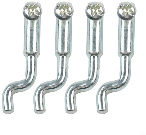 VEYFIY Metal Z-Shape Cable End for Lawn Mower Repair, Single Hole Dogleg Connector Fits 2mm Diameter Cables, Silver Spare Part, 4 Pieces(4pcs)