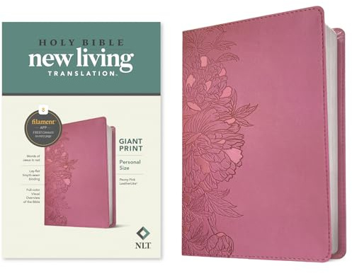 Holy Bible: New Living Translation, Peony Pink, Leatherlike, Personal Size, Giant Print