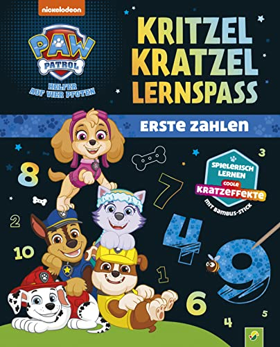 PAW Patrol Kritzel-Kratzel-Lernspaß: Erste Zahlen: Kratzbuch mit Bambus-Stick I Spielerische Schulvorbereitung für Kinder ab 5 Jahren