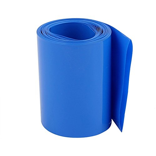 sourcing map 85 mm Flache Breite 2,1 m Länge PVC-Schrumpfschlauch Blau für 18650 Akkupack