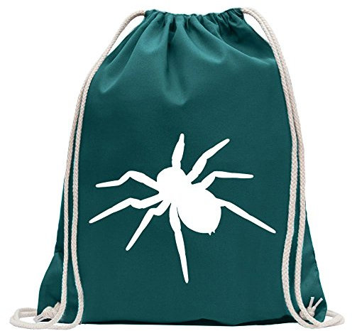 Kiwistar - Turnbeutel - petrol - Spinne Spider Silhouette 3 - Fun Rucksack Sport Beutel Gymsack Baumwolle mit Ziehgurt