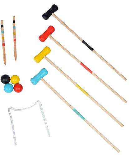 Ocean 5 Krocket Set - Outdoor Croquet Gartenspiel, das Geschicklichkeitsspiel aus Holz