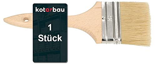 KOTARBAU® Pinceau de peinture avec manche en bois 76 mm 1 pièce Toutes tailles Pinceaux plats teints vernis peinture peinture peinture acrylique poils résistants à la déchirure