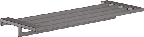 hansgrohe AddStoris - Handtuchablage mit Handtuchhalter, Badetuchhalter für Wandmontage, verdeckte Befestigung, Badezimmer Zubehör, Brushed Black Chrome, 41751340