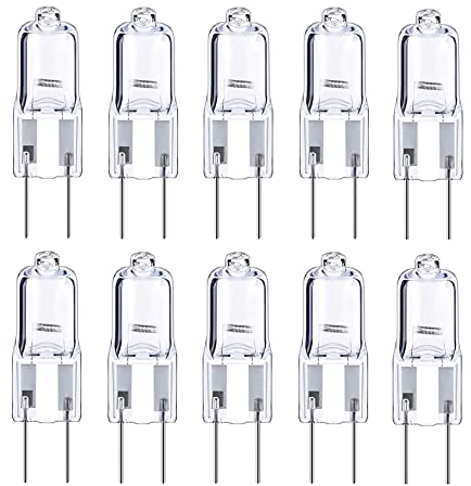 ShuoHui G6.35 50 W 12 V Halogen Light Bulbs Dimmable, 650 lm, Warm White 2700 K, Clear Capsule Lamp, GY6.35 Bi-pin Halogen Licht (10)