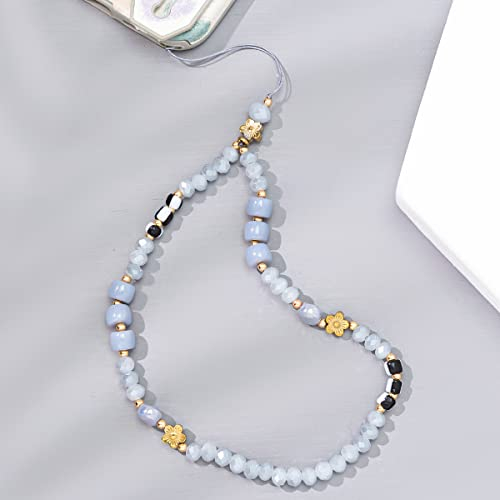 Bunte Kristallperlen Kette Handykette,Universale Telefonkette Telefongurte Handyschmuck Telefon Anhänger Handyschlaufe Hängen Chian Handyanhänger Schlüsselanhänger Taschenanhänger für Frauen,Grau