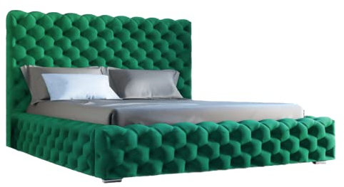 Heaven Polsterbett im Glamour-Stil mit zwei Bettkästen, verstärkter Holzrahmen, Chrombeine - große Auswahl an Stoffen - Komfort und Funktionalität – luxuriöses Schlafzimmerbett Größe 180x200