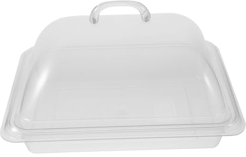 Angoily Acrylic Kitchen Table Centerpieces Serving Tray with Lid - Clear Rectangular Serving Platter - Pastry Display Case Tray for Party, Restaurant, Buffet, BBQ, Dessert Shop