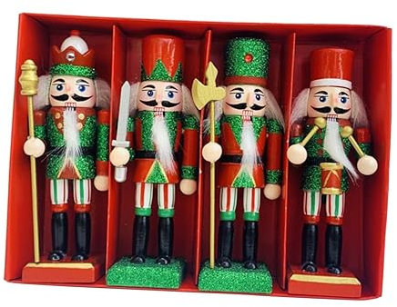 Folpus 4 Stück Nussknacker Soldat Figur, Nussknacker Figuren, Spielzeug für Büro, Auto, Zuhause