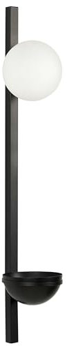 Wandleuchte mit Blumentopf Metall schwarz Glasschirm Kugel 1-flammig Isabella