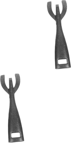 Milisten 2pcs Cast Iron Teppanyaki Clip Barbecue Tool for Griddle Practical Steak Plate Clip BBQ Tongs for Outdoor Grill Cooking