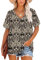 NARRAME Camiseta de Gran tamaño para Mujer con Cuello en V y Manga Corta Tops a Rayas Verano Casual Paisley Floral Boho Negro XX-Large 2XL 50-52
