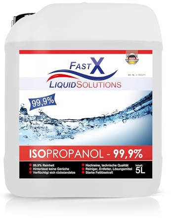 Isopropanol 99,9% Reiniger – 5 Liter | Hochprozentiger IPA Reinigungsalkohol für Haushalt & Elektronik | Made in Germany (5x1 Liter)