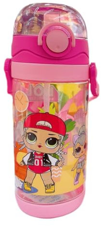 FASHION YO LOL Bouteille d'eau réutilisable pour enfants en polypropylène avec deux couvercles, anti-fuite, avec couvercle à paille, sans BPA (LOL)