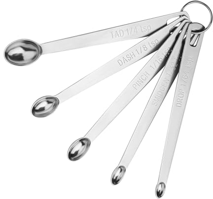 CLVEDU 10 Pcs Measuring Spoons Set - 2 Pack 1/4, 1/8, 1/16, 1/32, 1/64 Teaspoon - Stainless Steel Metal Spoons for Cooking, Baking, Powders, Spices, Salt