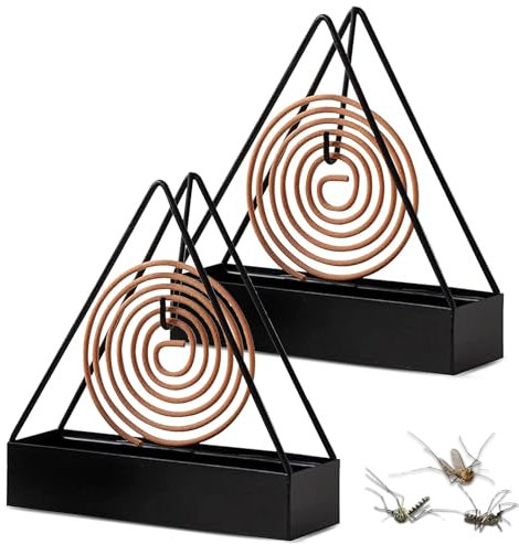 Pipihome Support de Bobine de Moustique, Lot de 2 Support Encens Spirale Anti-Moustique, Porte Encens en Métal pour Intérieur et Extérieur