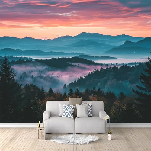 Nebelwald -Wanddeko, Wandbild, Wandtapete - Hochwertige Wanddekoration - 150 x 105 cm Vlies Tapete Wohnzimmer Schlafzimmer