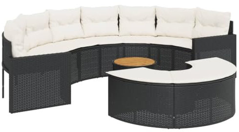 vidaXL Garten Sofa Garnitur 3-TLG., Gartenmöbel Set Halbrund, Sitzgruppe für Garten Terrasse, Lounge Sitzgarnitur, Schwarz Poly Rattan