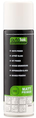AutoTek Professional Expertly Formulated Acrylic Based Primer Spray Paint, White Primer, 300 ml