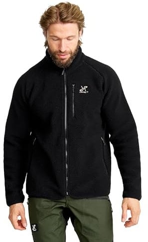 RevolutionRace Canyon Full-Zip Pile Fleece da Uomo, Giacca in Pile da Esterno Perfetta per l'escursionismo, Black, L
