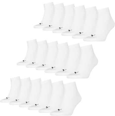 PUMA unisex Quarter Sportsocken Kurzsocken Socken 9 Paar, Farbe:Weiß, Menge:9 Paar (3x 3er Pack), Größe:43-46, Artikel:-300 white