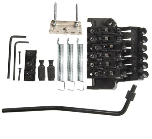 HomeVortex Jeu de chevalet trémolo à double verrouillage pour guitare électrique 6 cordes en alliage de zinc avec selle à double rouleau pour cordier de rechange pour guitare Ibanez (noir)