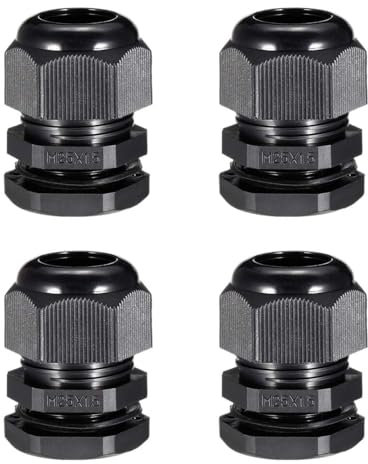 TA-VIGOR 4Pcs M25 Cable Gland, IP68 Waterproof Adjustable Plastic Nylon Wire Connectors Gland Joints for 12mm-15mm Cables, Locknut Stuffing Glands with Locknut and Washer – Black