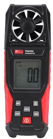 Fockety Digitales Anemometer, Handgeschwindigkeitsmessgerät mit 8 Schüben und LCD -Rückleuchtung, Misst 0,1 Bis 30,0 M/s 0 Bis 45,0 ℃ Windgeschwindigkeitsmessgerät für HLK