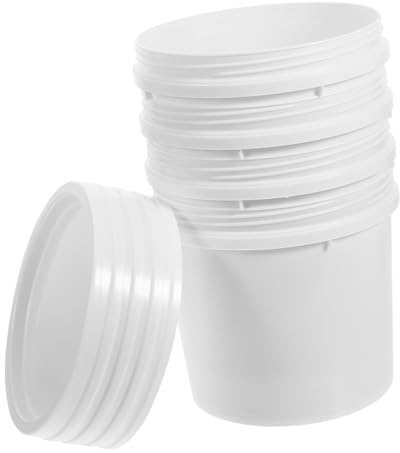 Seau en Plastique avec Couvercle 1 Litre, Lot de 4, Blanc | Récipient Étanche, Construction Épaisse et Robuste, Format Portable, Usage Polyvalent
