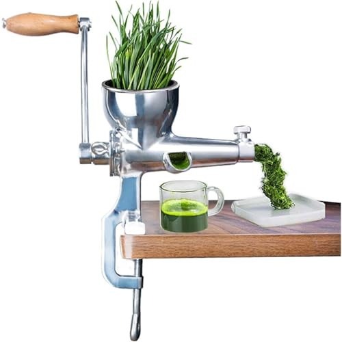 Estrattore di succo, estrattore di succo di erba di grano in acciaio inossidabile, spremiagrumi a manovella con filtro a rete e ventosa per una separazione efficiente del succo dalle scorie,