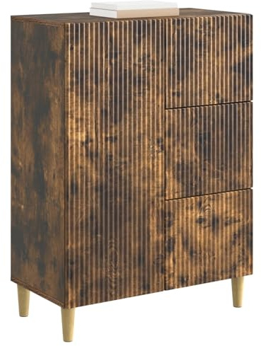 vidaXL Sideboard Geräucherte Eiche 66 x 34,5 x 90 cm Holzwerkstoff, Wohnzimmer, Vintage Sideboard, modernes Aufbewahrungsgestell, rechteckiger Holzschrank für stylische Organisation