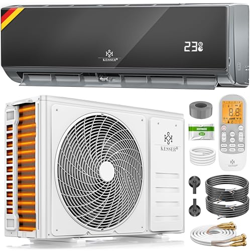 KESSER® Split Klimaanlage Set Quick Connect – WiFi & App Klimagerät mit Heizfunktion & Kühlmodus Wandklimaanlage, mit Kupferleitung 18000 BTU 5,3 kW Kältemittel R32 Inkl. Montagematerial